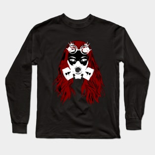 Steampunk gas mask woman Long Sleeve T-Shirt